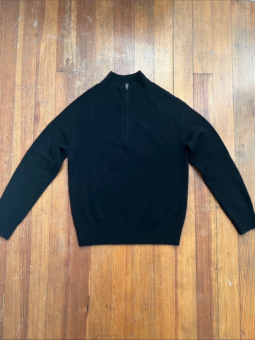J. Crew Crewcuts Boys Black Cashmere Quarter-Zip Sweater